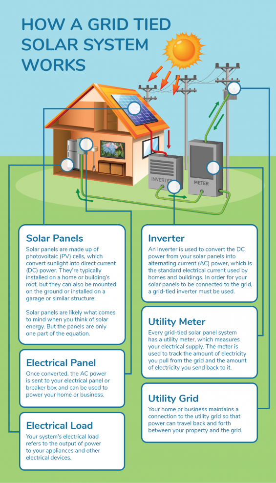 Grid Tied Solar System Infographic 