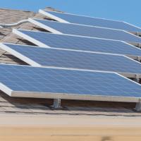 solar panels along a roof