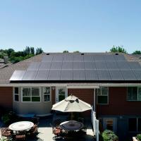 home with solar power on the roof