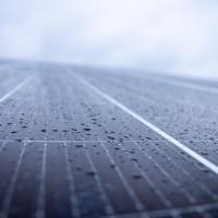 solar panel with water droplets on it