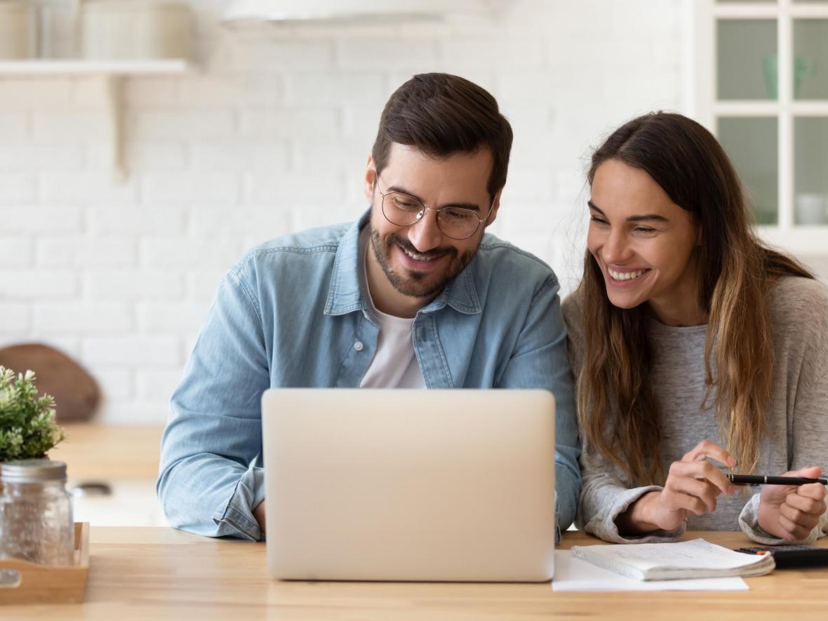 couple looking at computer