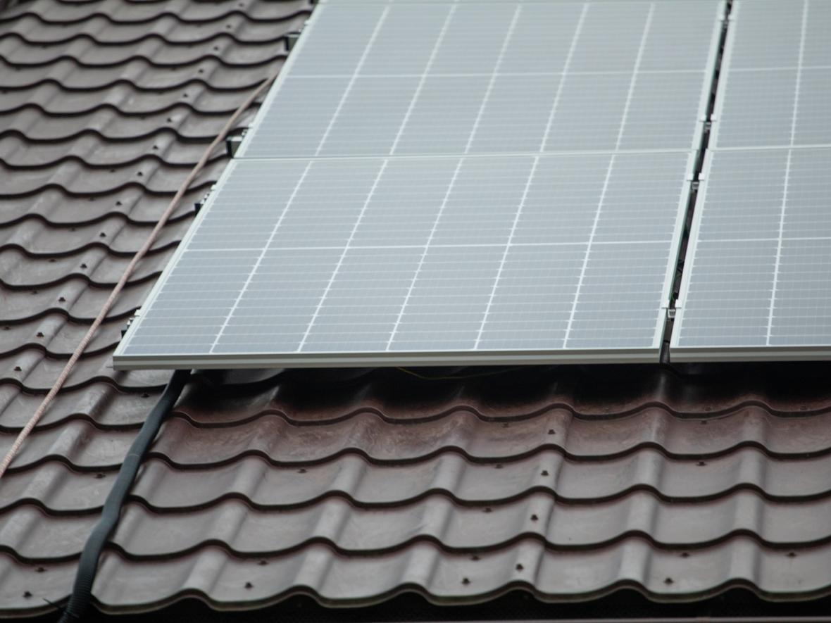 dark rooftop with solar panels