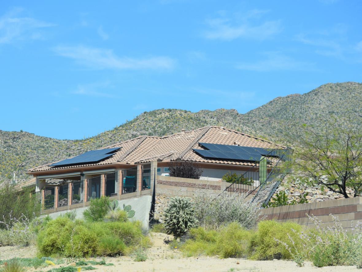 Solar panels on a roof in Arizona