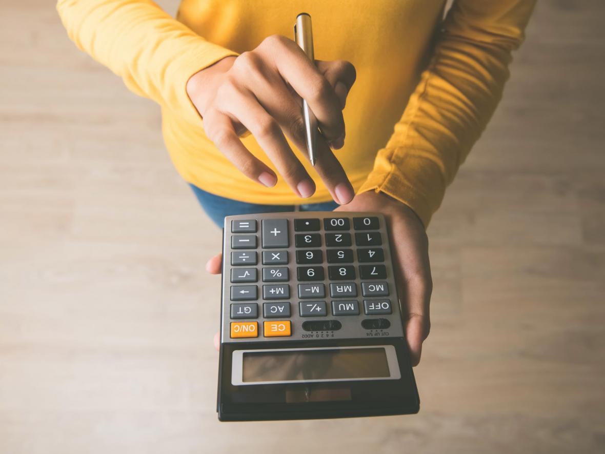 woman using a calculator