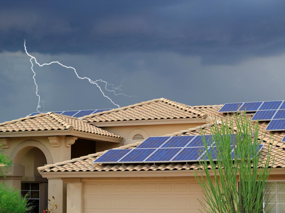 Solar Panel on Roof during storm