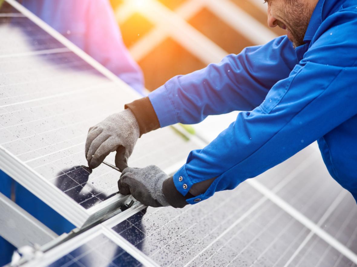 Solar panels being installed in Catalina Foothills, AZ